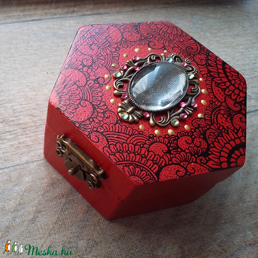Tűzvörös ékszeresdobozka -  - Meska.hu