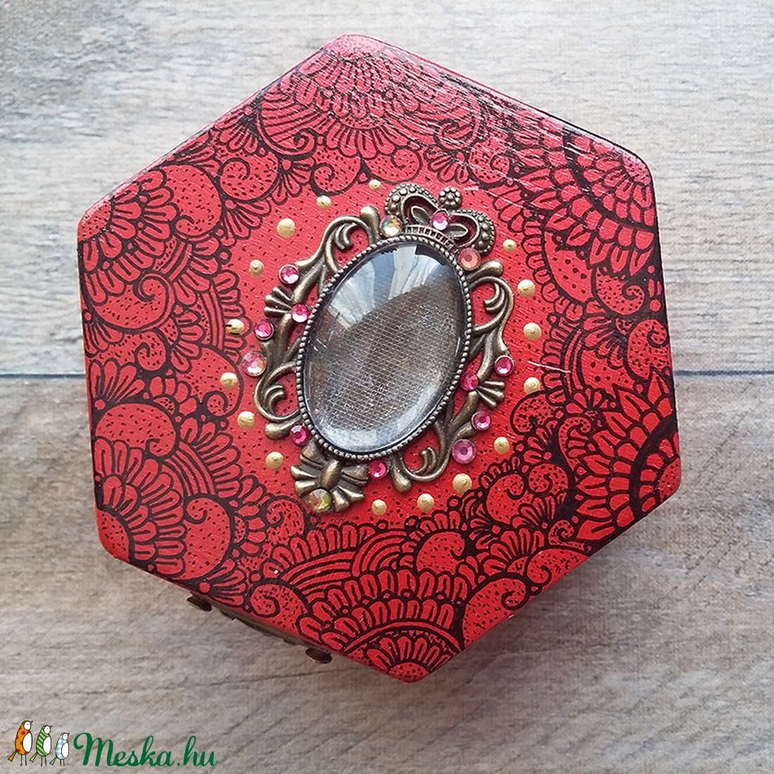 Tűzvörös ékszeresdobozka -  - Meska.hu