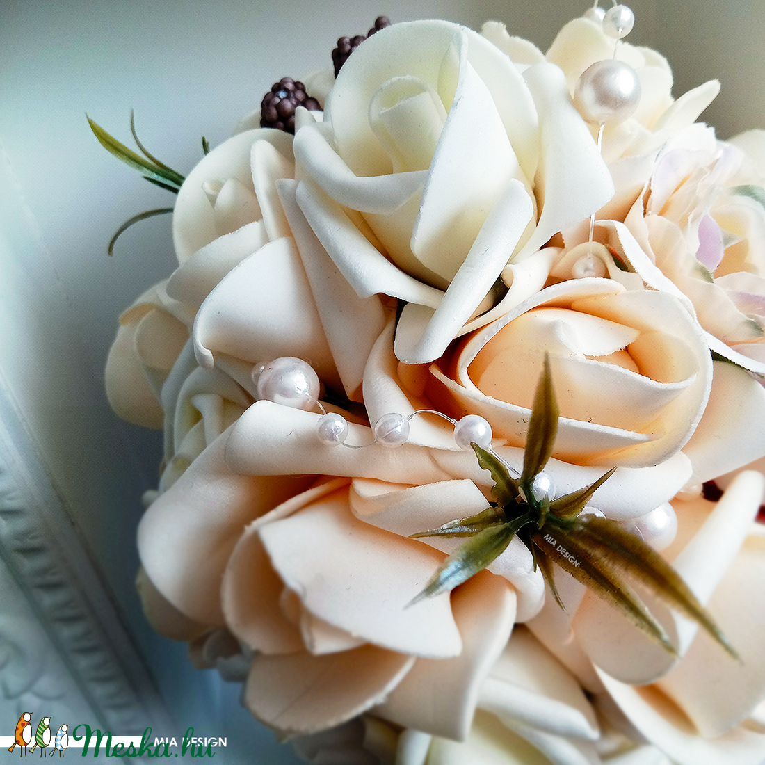 Egyedi, kézműves valami kék menyasszonyi örökcsokor -  - Meska.hu