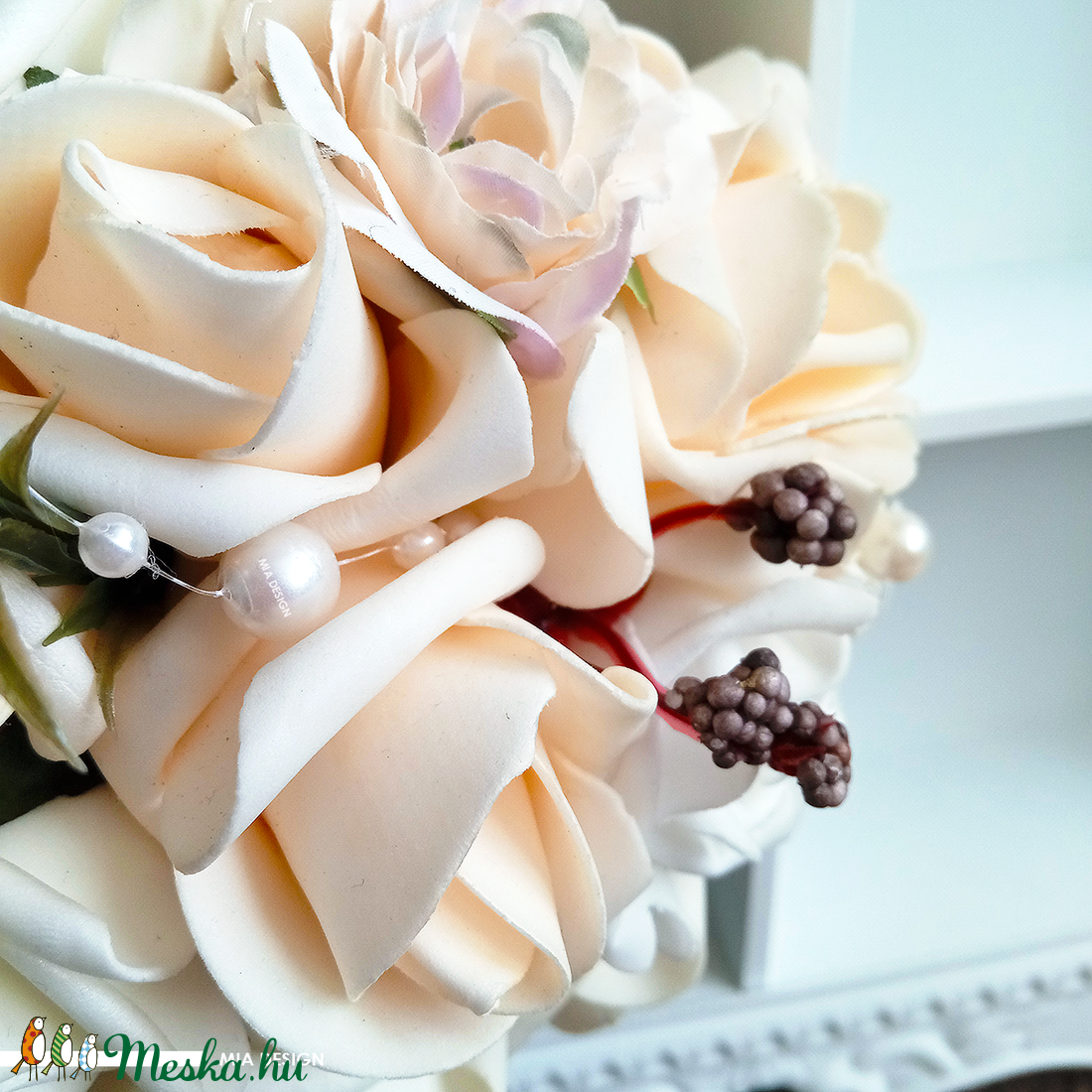 Egyedi, kézműves valami kék menyasszonyi örökcsokor -  - Meska.hu