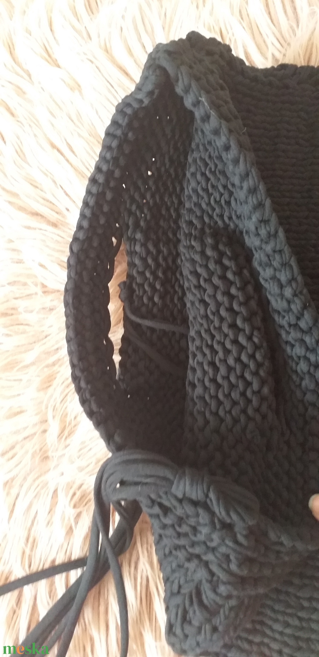 Fekete színű tavaszi nagyméretű kötött táska - táska & tok - bevásárlás & shopper táska - shopper, textiltáska, szatyor - Meska.hu Fekete színű tavaszi nagyméretű kötött táska - táska & tok - bevásárlás & shopper táska - shopper, textiltáska, szatyor - Meska.hu