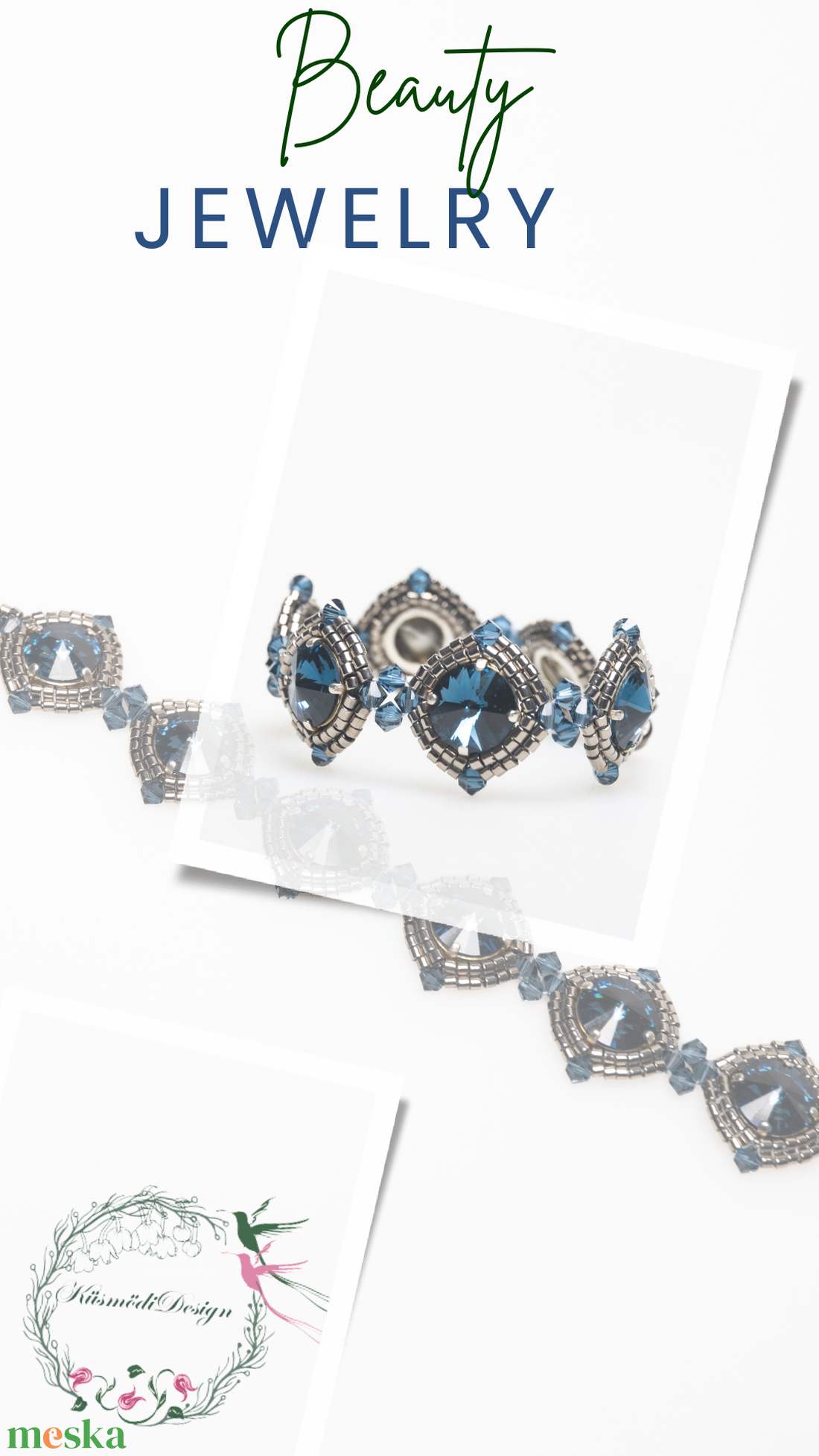 Diána karkötő - Swarovski Kék, Ezüst - ékszer - karkötő - gyöngyös karkötő - Meska.hu