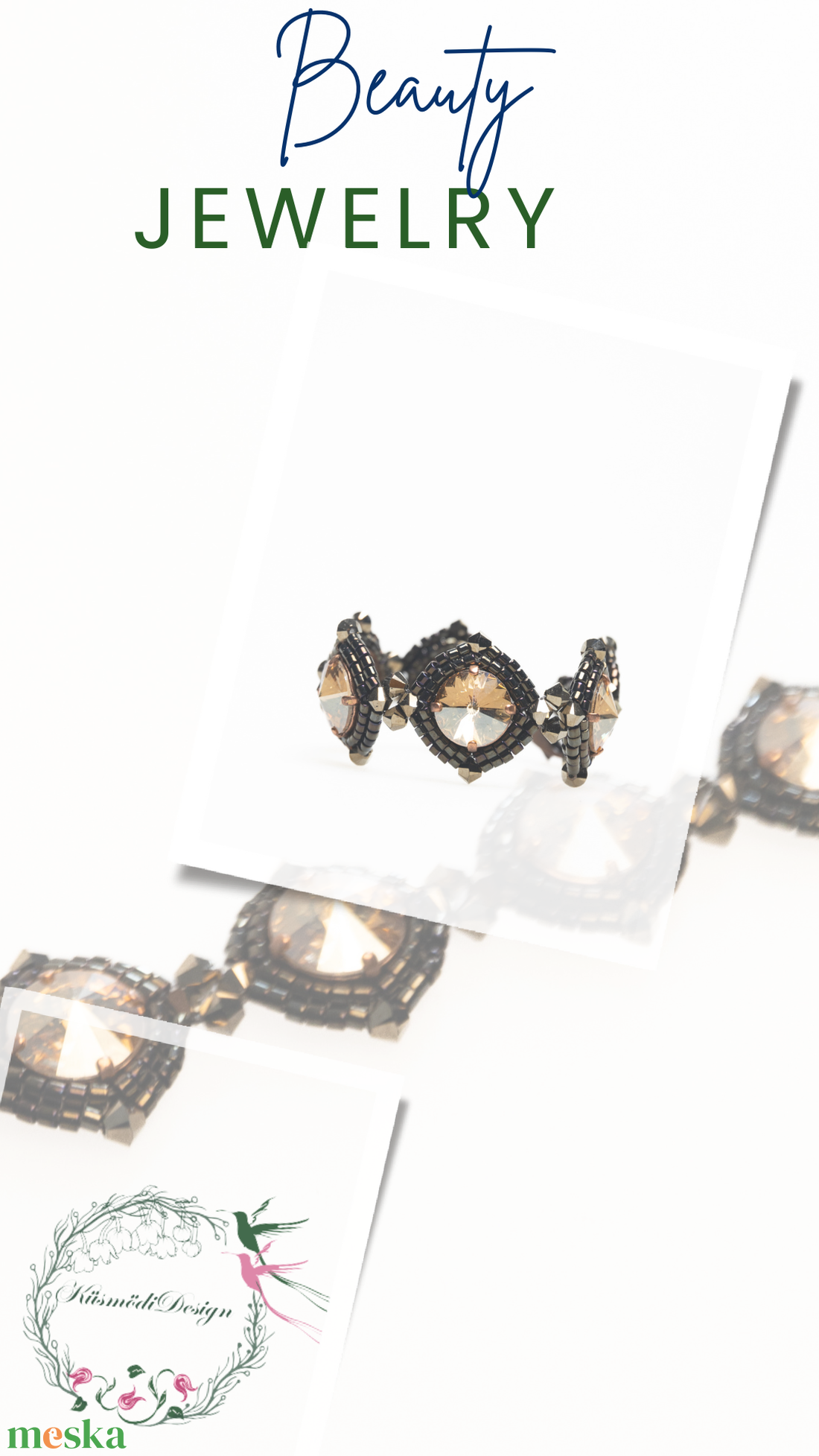 Diána karkötő - Swarovski Brown Gold - ékszer - karkötő - gyöngyös karkötő - Meska.hu