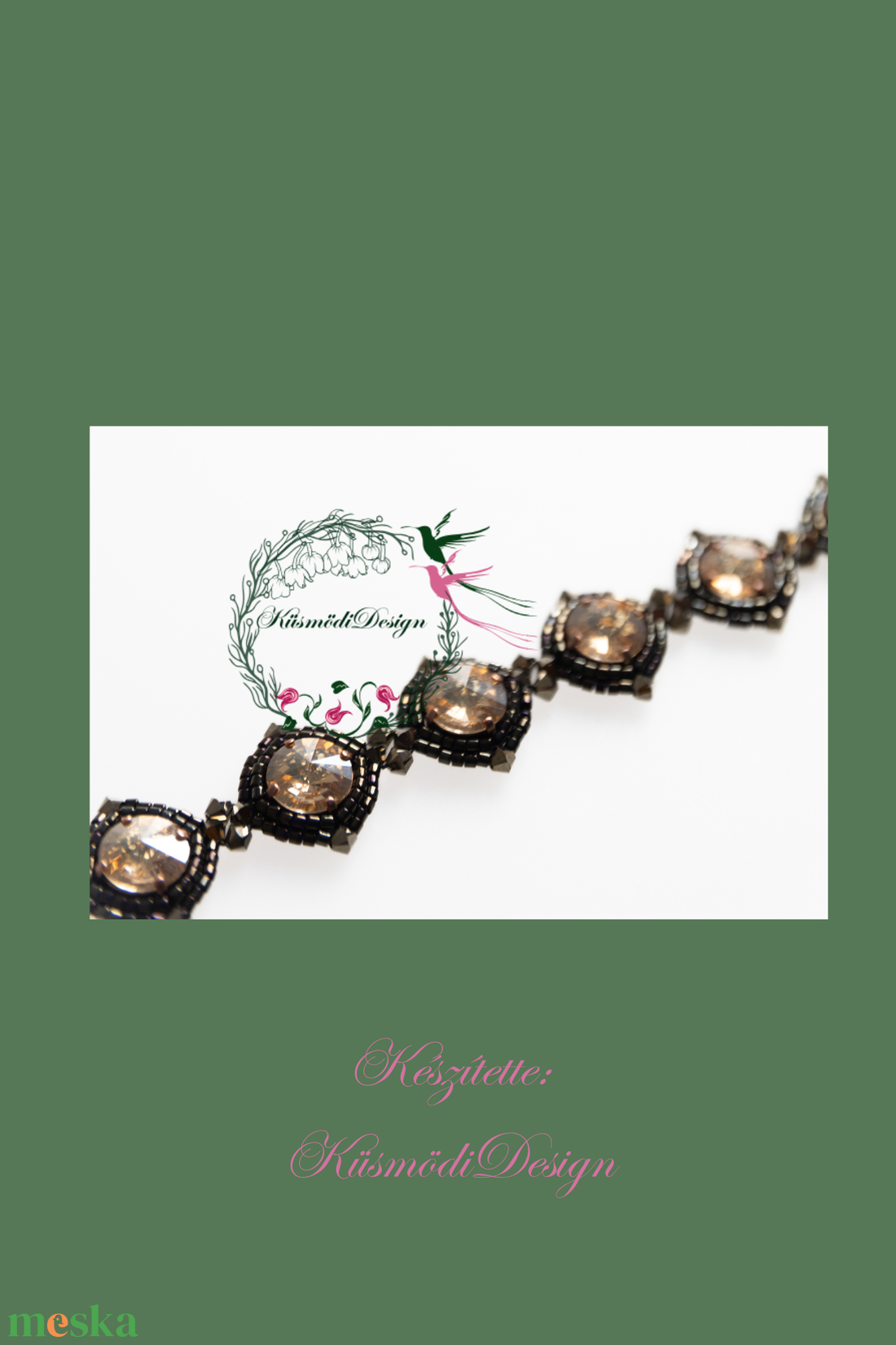 Diána karkötő - Swarovski Brown Gold - ékszer - karkötő - gyöngyös karkötő - Meska.hu