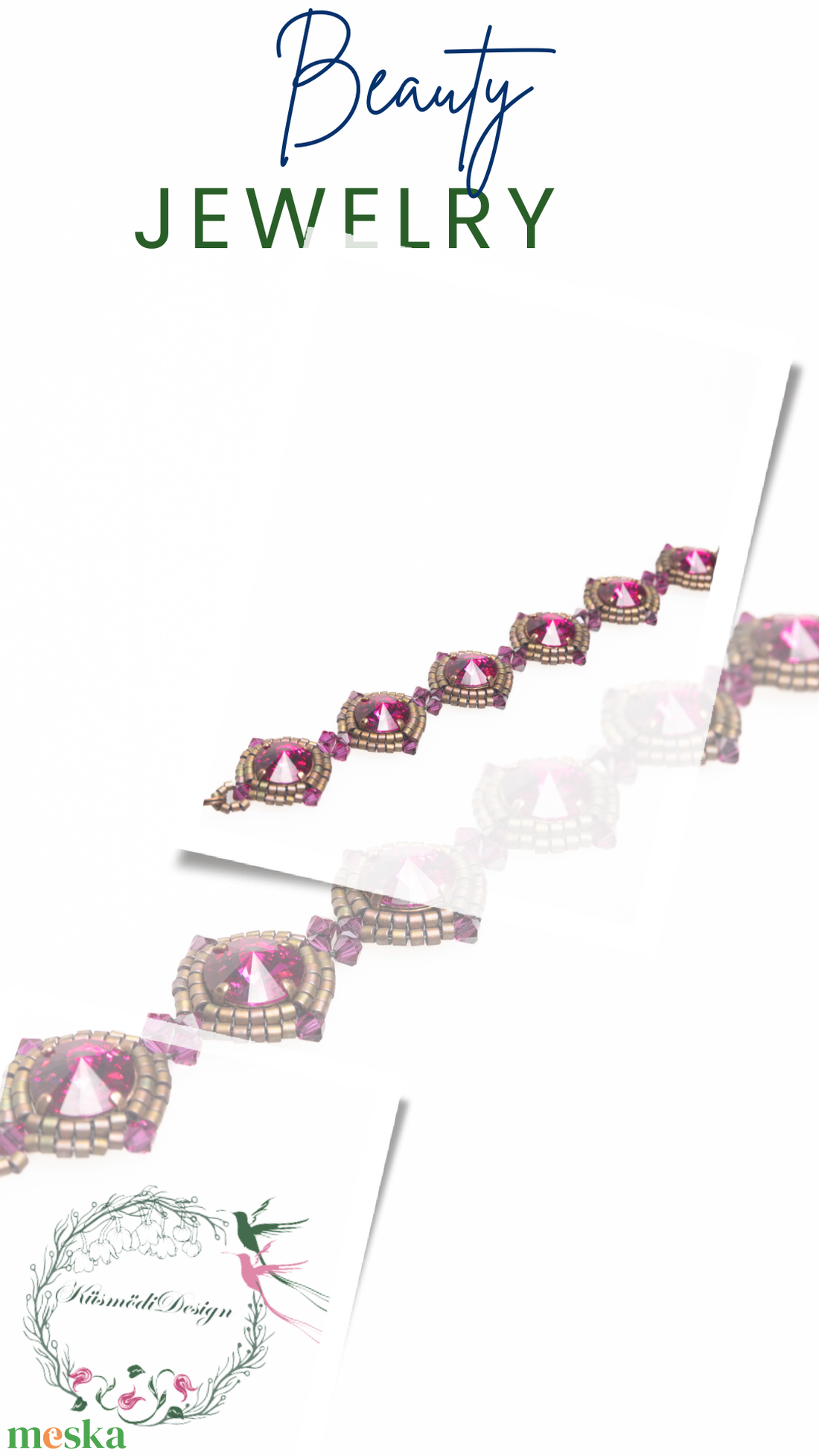 Diána karkötő - Swarovski Rózsaszín, Matt barna Írisz - ékszer - karkötő - gyöngyös karkötő - Meska.hu