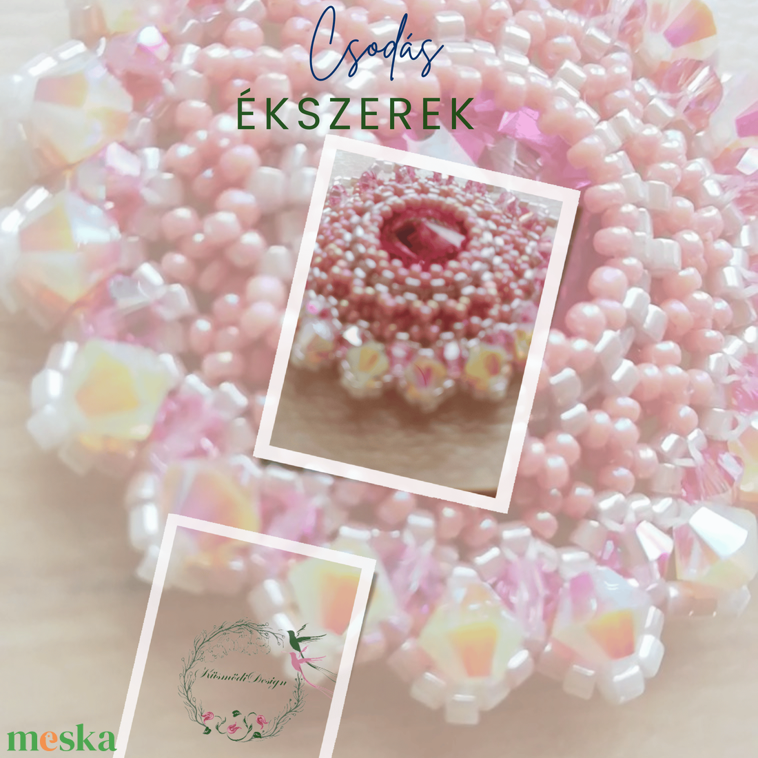  Mandala Gyöngy medál - Levegő - Rózsaszín, fehér - ékszer - nyaklánc - medálos nyaklánc - Meska.hu
