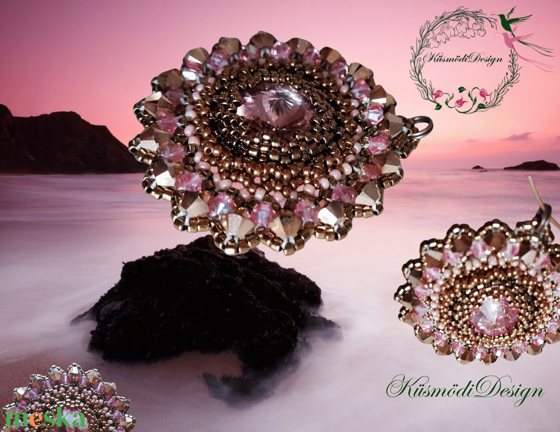  Mandala Gyöngy medál - SZERelem - Rózsaszín, Arany (Rosegold) - ékszer - nyaklánc - medálos nyaklánc - Meska.hu