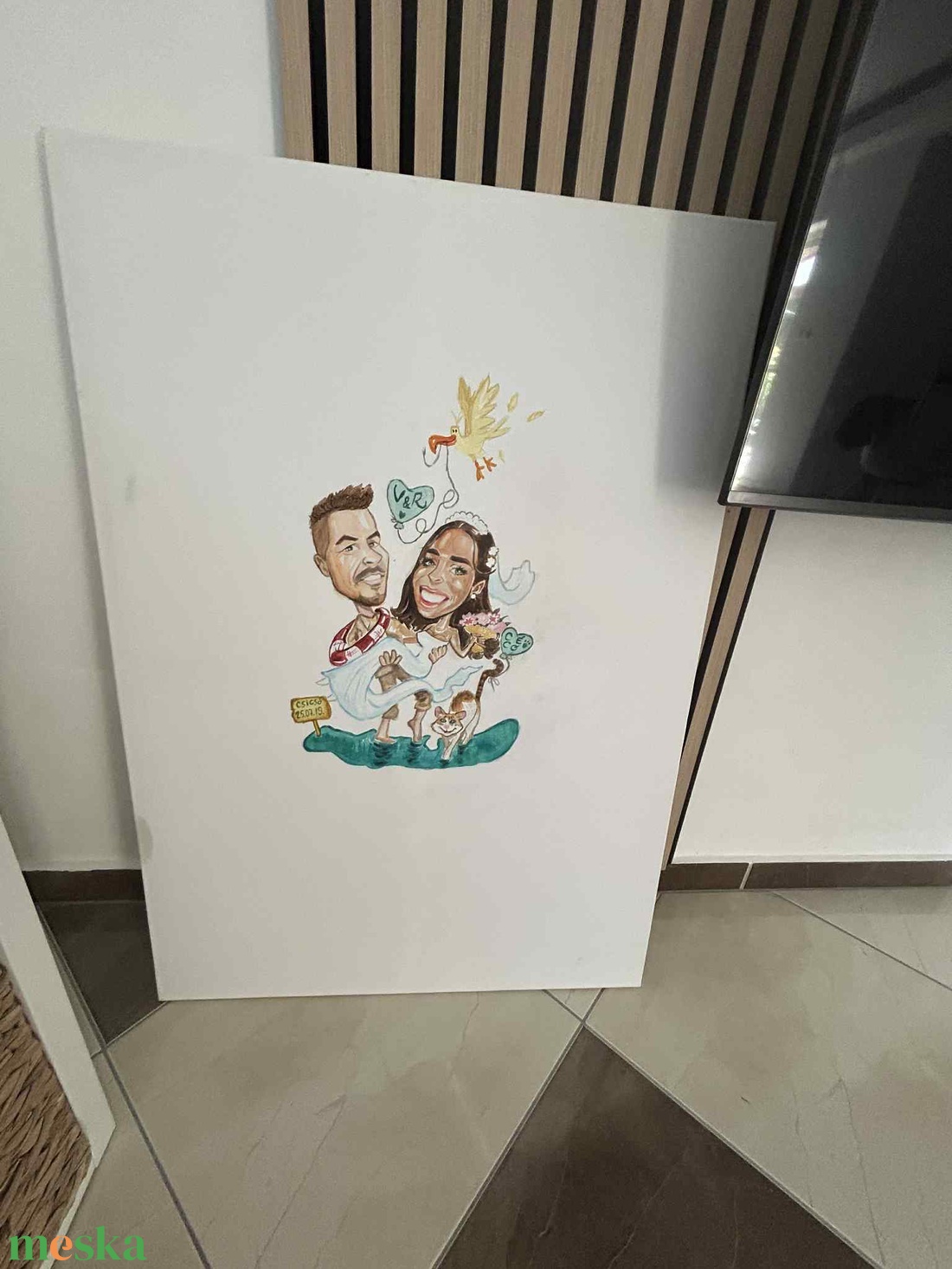 Esküvőre karikatúrás üzenőfal 80x120 cm vászonra - művészet - grafika & illusztráció - egyéb rajzok - Meska.hu Esküvőre karikatúrás üzenőfal 80x120 cm vászonra - művészet - grafika & illusztráció - egyéb rajzok - Meska.hu