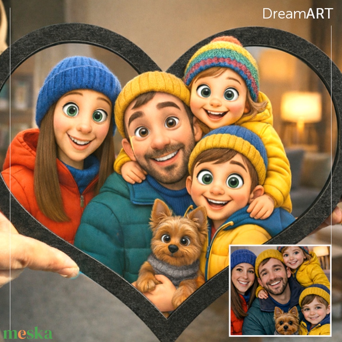 Szív alakú keretben egyedi rajz rólatok - művészet - más művészeti ág - Meska.hu