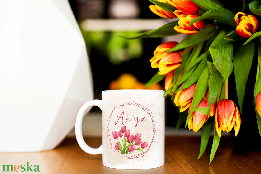 Anya tulipánnal bögre - otthon & lakás - konyhafelszerelés, tálalás - tálalás - bögre & csésze - Meska.hu