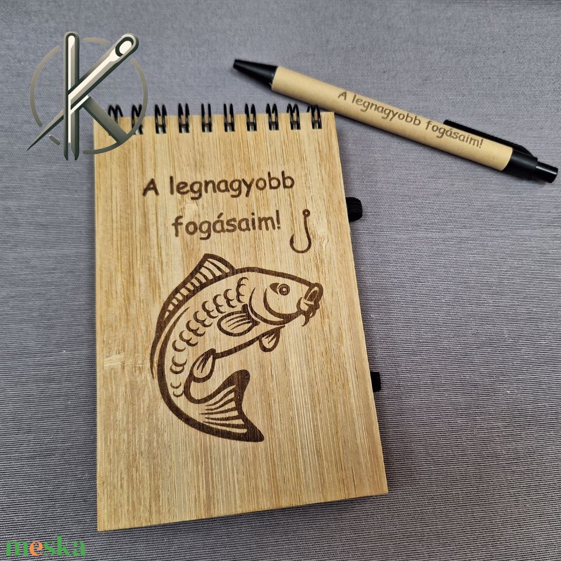 Halas bambusz notesz tollal - otthon & életmód - papír, írószer - jegyzetfüzet & napló - Meska.hu