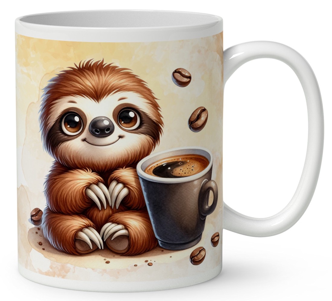 Névvel kérhető - Kávés lajhár - csak feketén mintás bögre - otthon & életmód - konyhafelszerelés, tálalás - tálalás - bögre & csésze - Meska.hu