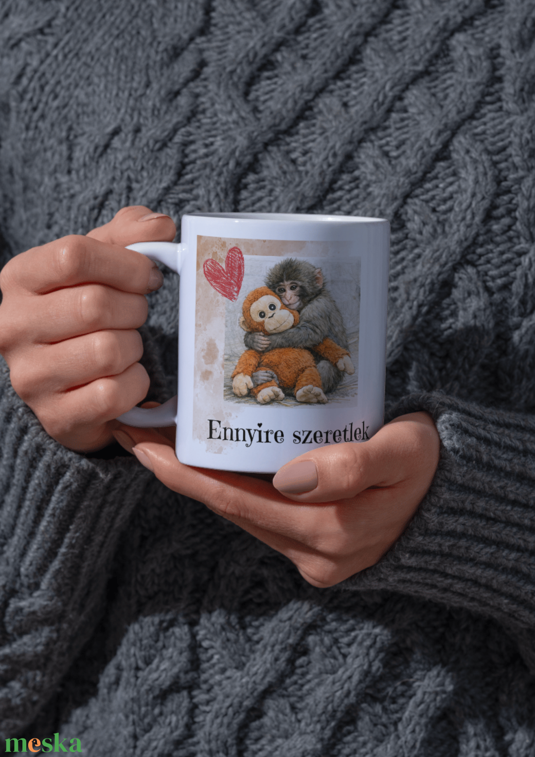 Egyedi bögre Punch makákó - otthon & életmód - konyhafelszerelés, tálalás - tálalás - bögre & csésze - Meska.hu