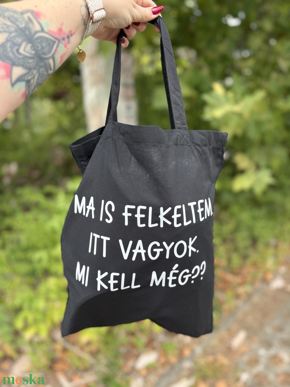 Vászontáska �ma is felkeltem - táska & tok - bevásárlás & shopper táska - shopper, textiltáska, szatyor - Meska.hu