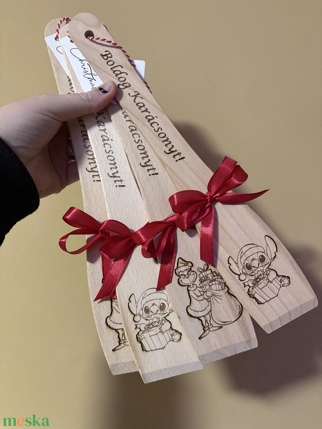 Karácsonyi fakanál - otthon & életmód - konyhafelszerelés, tálalás - sütés, főzés - fakanál & fakanáltartó - Meska.hu