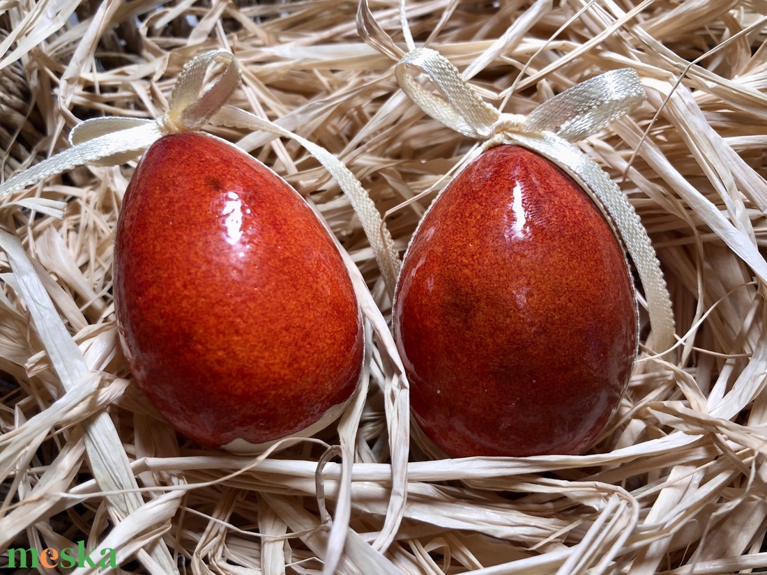 Piros kerámia húsvéti tojások - otthon & életmód - dekoráció - dísztárgy - Meska.hu