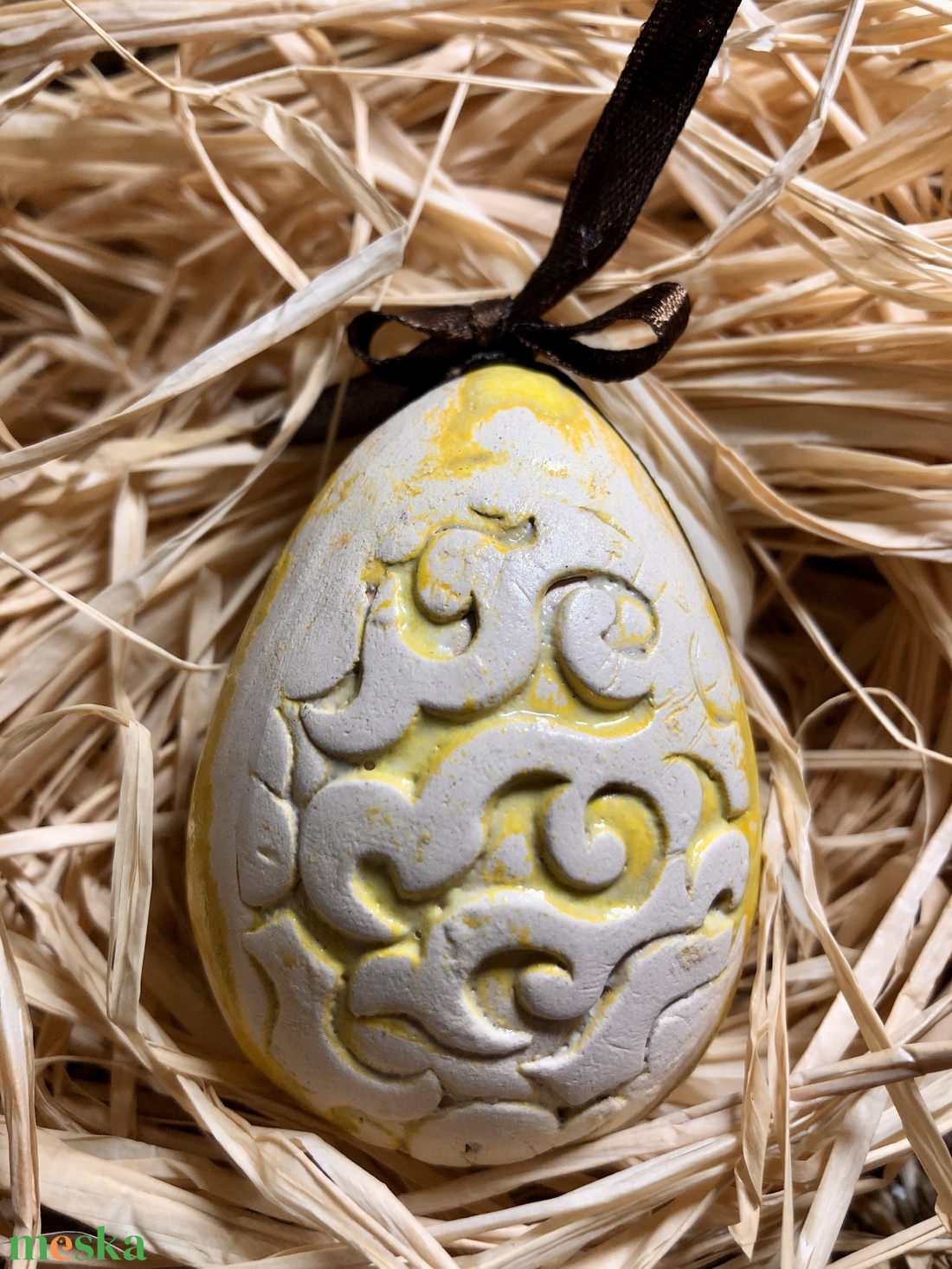 Sárga kerámia húsvéti tojások - otthon & életmód - dekoráció - dísztárgy - Meska.hu