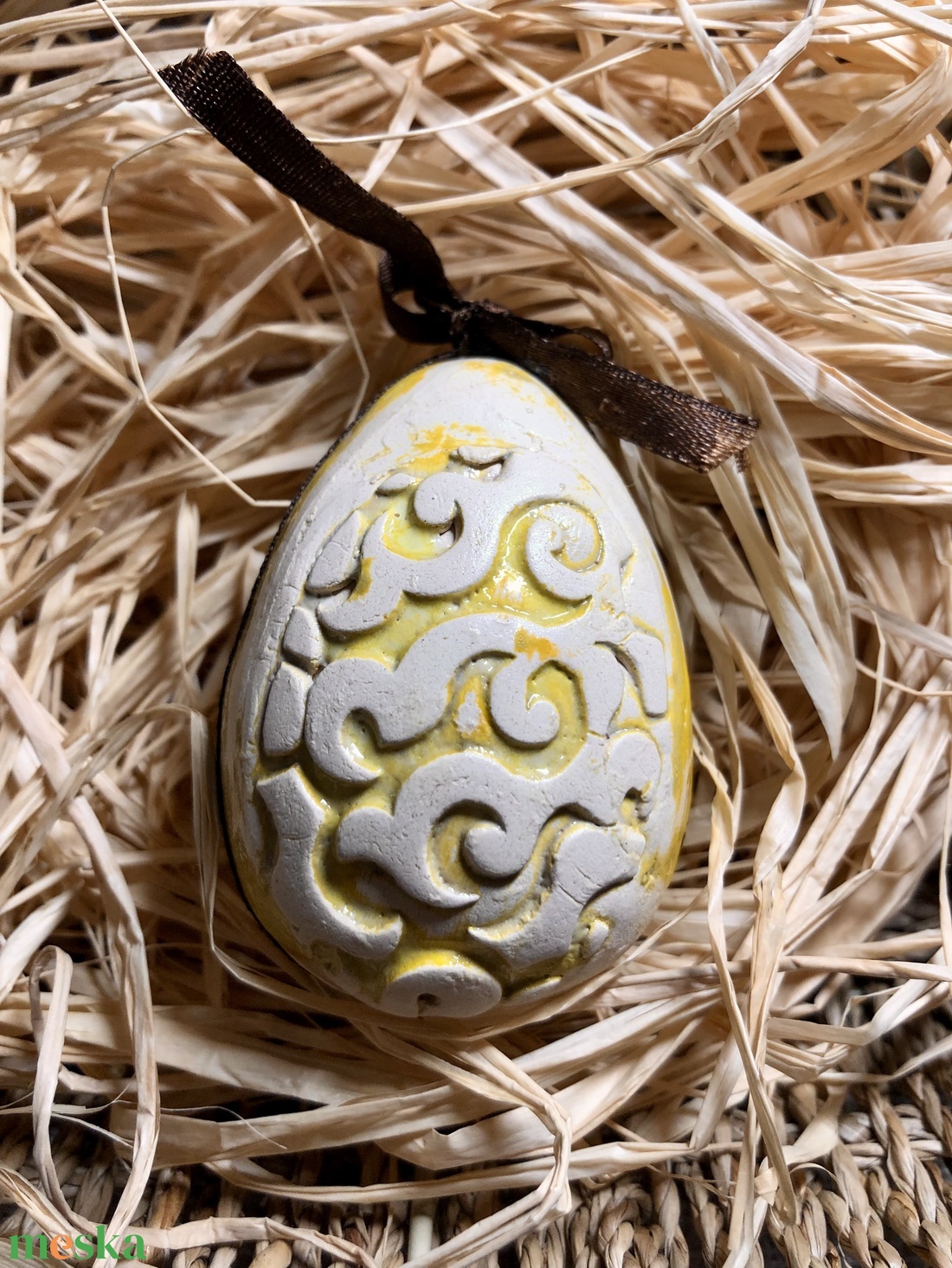 Sárga kerámia húsvéti tojások - otthon & életmód - dekoráció - dísztárgy - Meska.hu