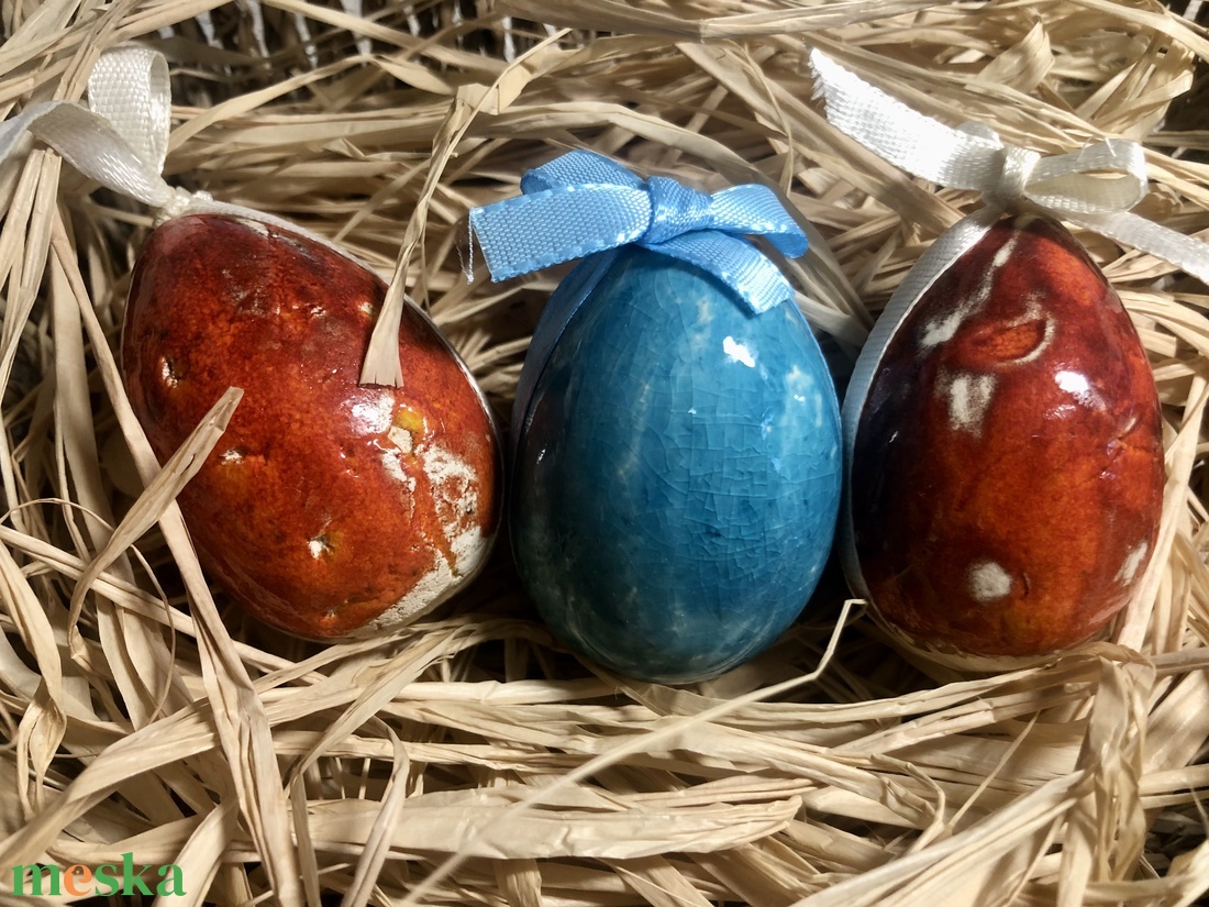Bordó és türkiz kerámia húsvéti tojás szett  - otthon & életmód - dekoráció - dísztárgy - Meska.hu