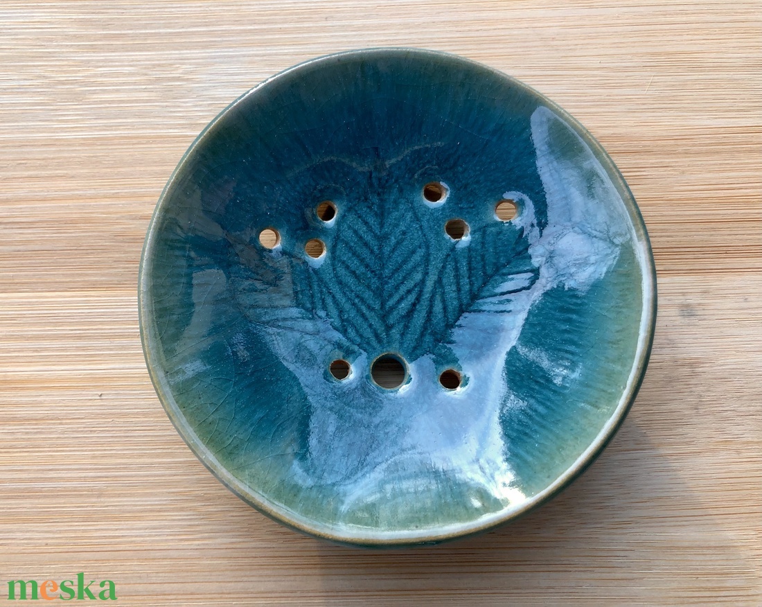 Türkiz szappantartó - otthon & életmód - fürdőszoba - szappantartó - Meska.hu