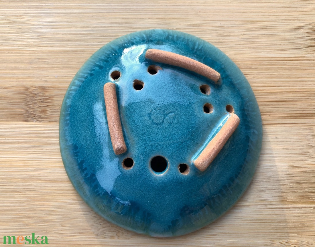 Türkiz szappantartó - otthon & életmód - fürdőszoba - szappantartó - Meska.hu