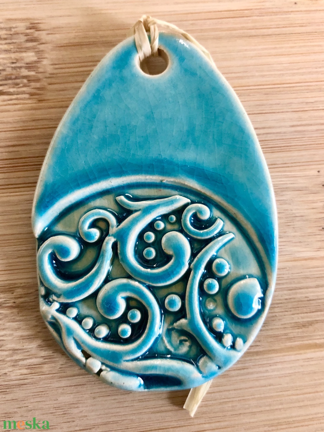 Türkiz tojás függő dísz - otthon & életmód - dekoráció - dísztárgy - Meska.hu