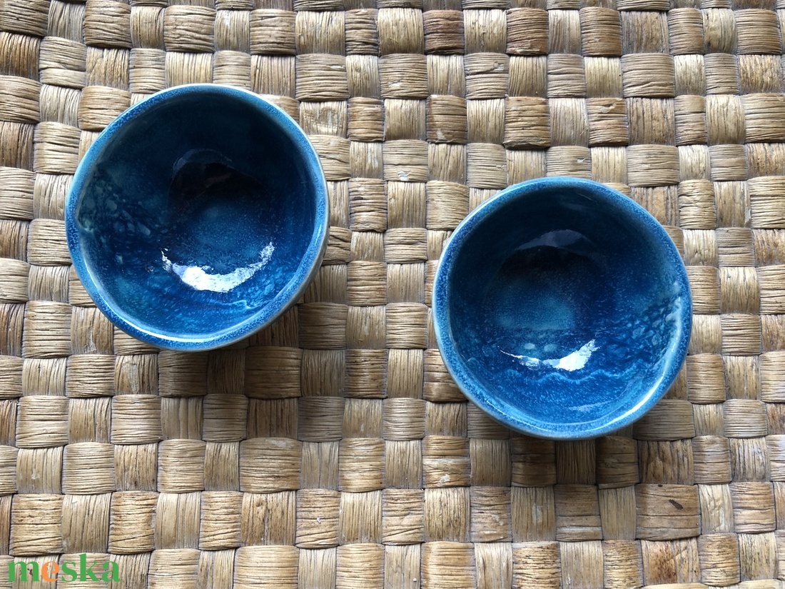 Türkisz-kék kerámia tálka  - otthon & életmód - konyhafelszerelés, tálalás - flaska, csatos üveg - Meska.hu