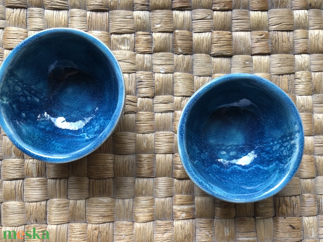 Türkisz-kék kerámia tálka  - otthon & életmód - konyhafelszerelés, tálalás - flaska, csatos üveg - Meska.hu