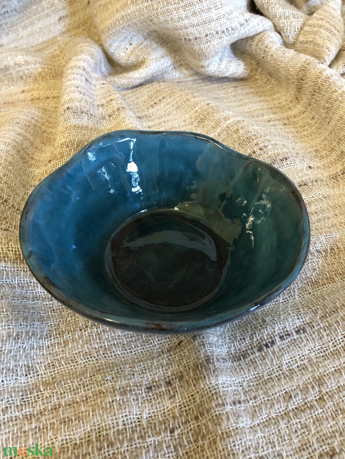 Türkiz müzlis tálka - otthon & életmód - konyhafelszerelés, tálalás - tálalás - tányér & étkészlet - Meska.hu