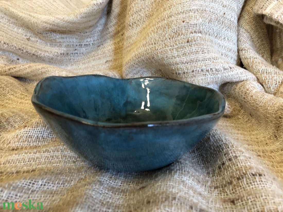 Türkiz müzlis tálka - otthon & életmód - konyhafelszerelés, tálalás - tálalás - tányér & étkészlet - Meska.hu