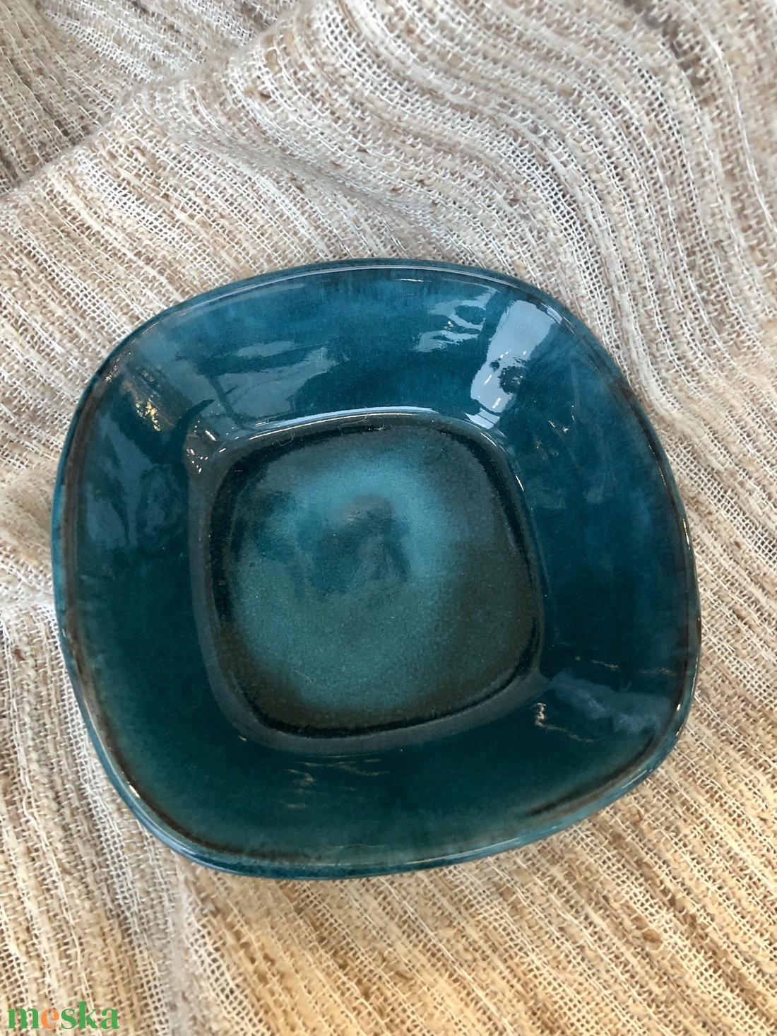 Türkiz kerámia mélytányér - otthon & életmód - konyhafelszerelés, tálalás - tálalás - tányér & étkészlet - Meska.hu