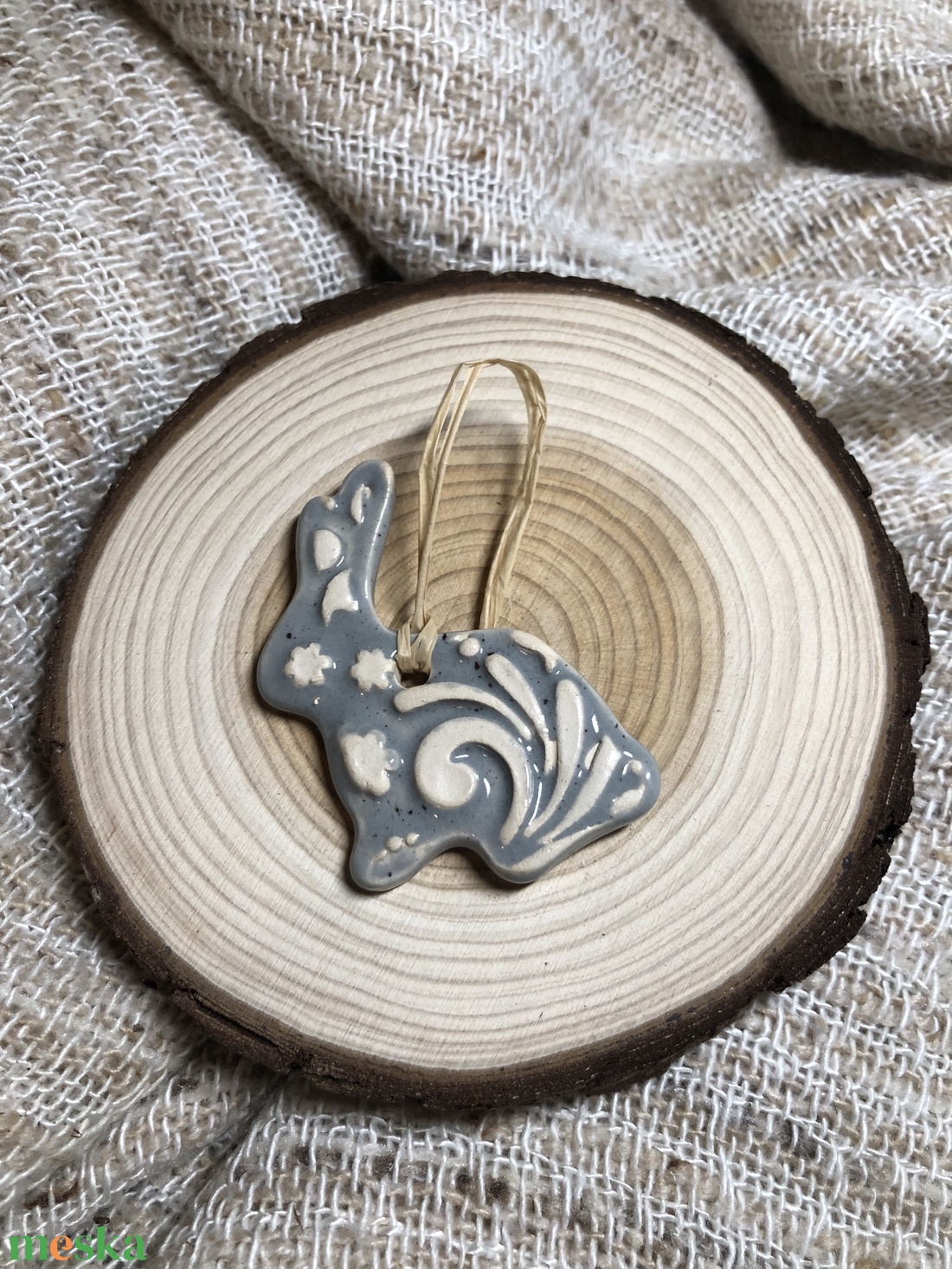 Nyuszi kerámia függő - otthon & életmód - dekoráció - húsvéti asztaldíszek - Meska.hu