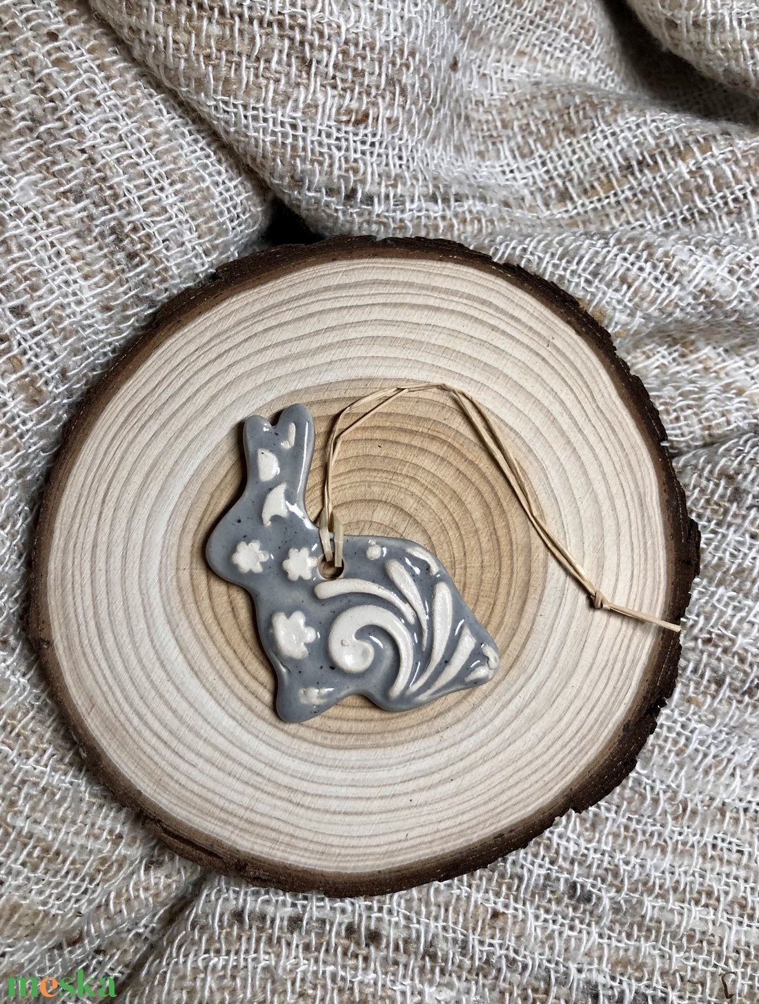 Nyuszi kerámia függő - otthon & életmód - dekoráció - húsvéti asztaldíszek - Meska.hu