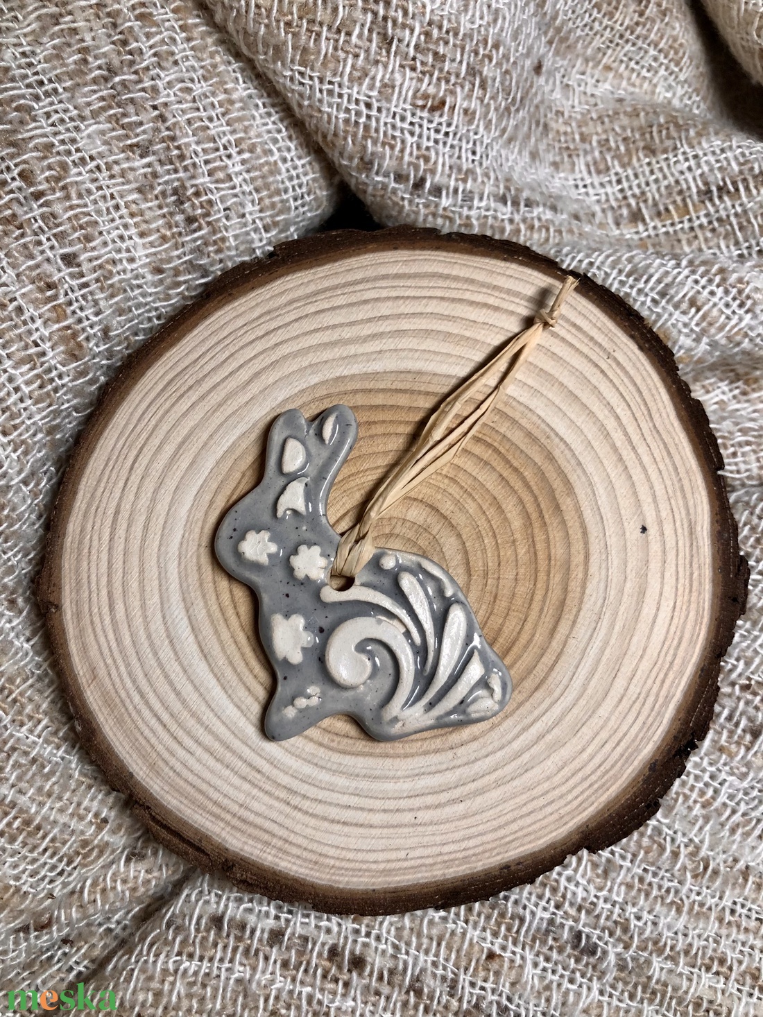 Nyuszi kerámia függő - otthon & életmód - dekoráció - húsvéti asztaldíszek - Meska.hu