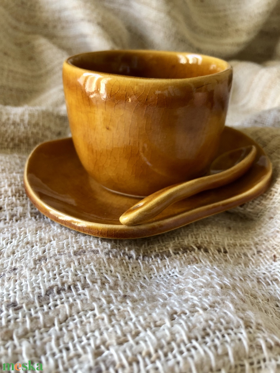 Cognac kerámia cappuccino pohár - otthon & életmód - konyhafelszerelés, tálalás - tálalás - pohár - Meska.hu