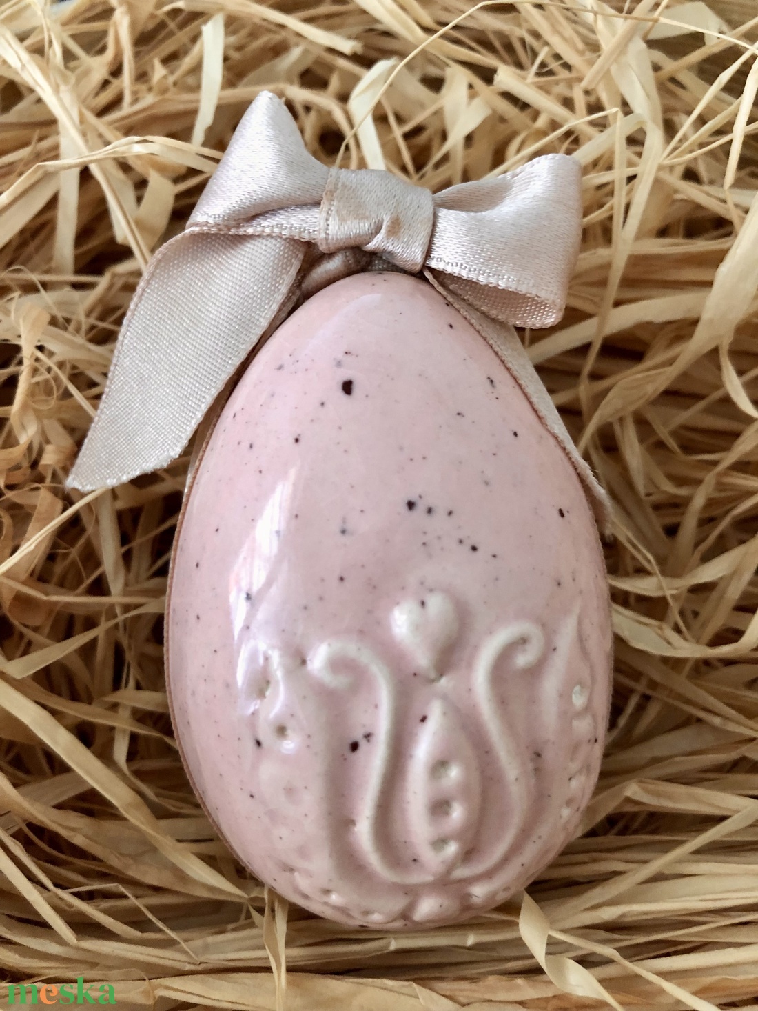 Rózsaszín kerámia tojás - otthon & életmód - dekoráció - dísztárgy - Meska.hu