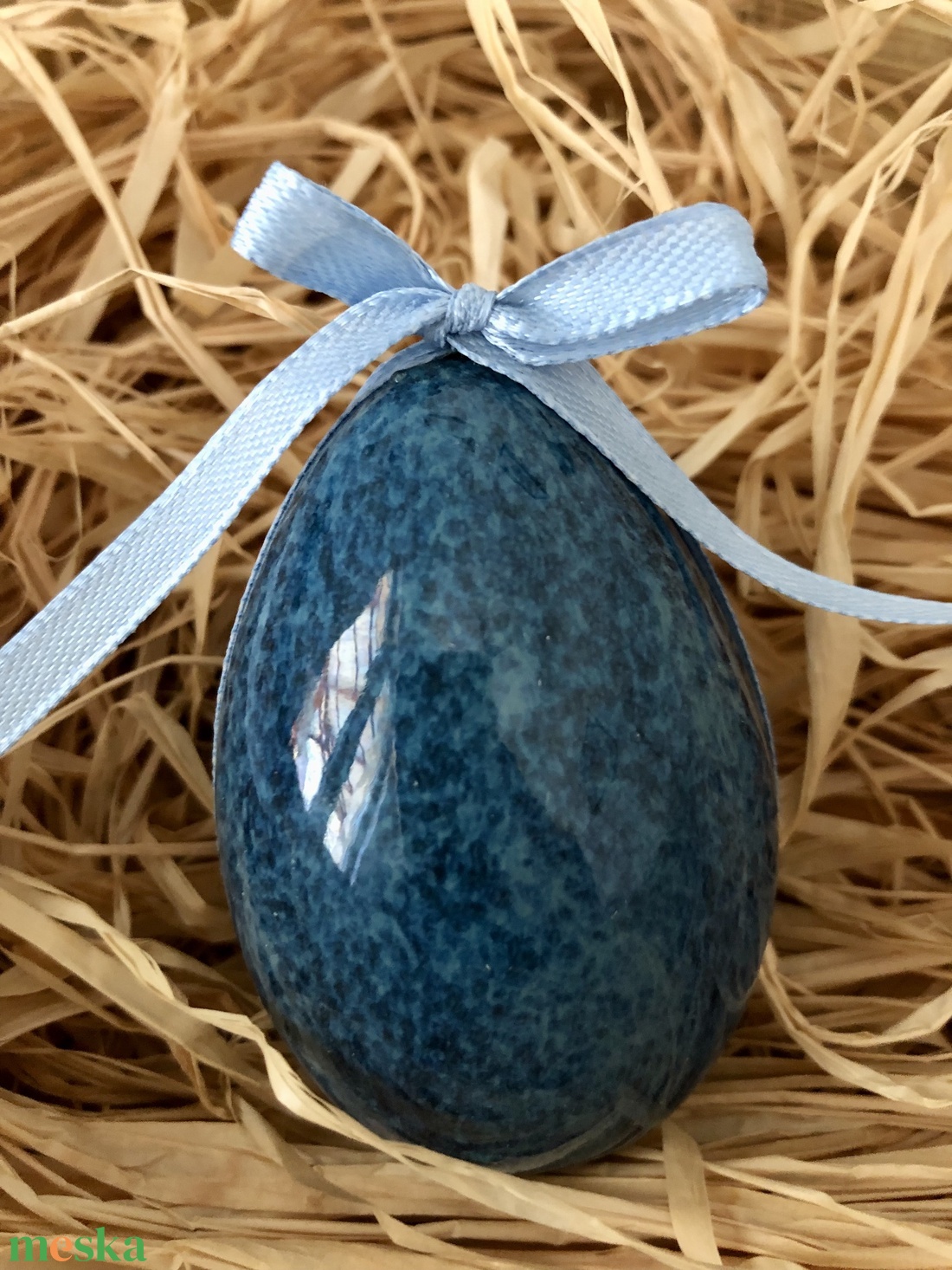 Kék kerámia tojás  - otthon & életmód - dekoráció - dísztárgy - Meska.hu