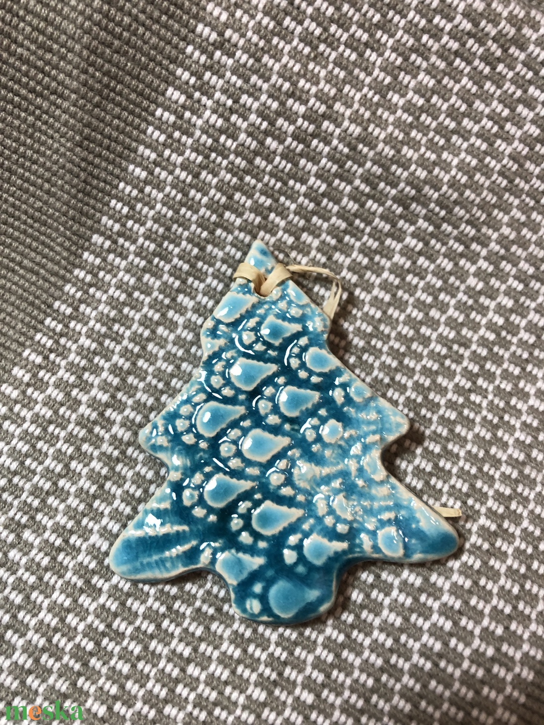 Türkiz kerámia karácsonyfadísz - karácsony - karácsonyi lakásdekoráció - karácsonyfadíszek - Meska.hu