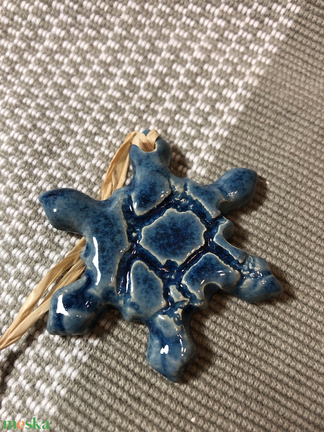 Kék függődíszek - hópehely - karácsony - karácsonyi lakásdekoráció - karácsonyfadíszek - Meska.hu