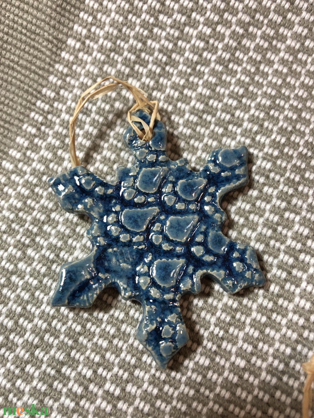 Kék függődíszek - hópehely - karácsony - karácsonyi lakásdekoráció - karácsonyfadíszek - Meska.hu