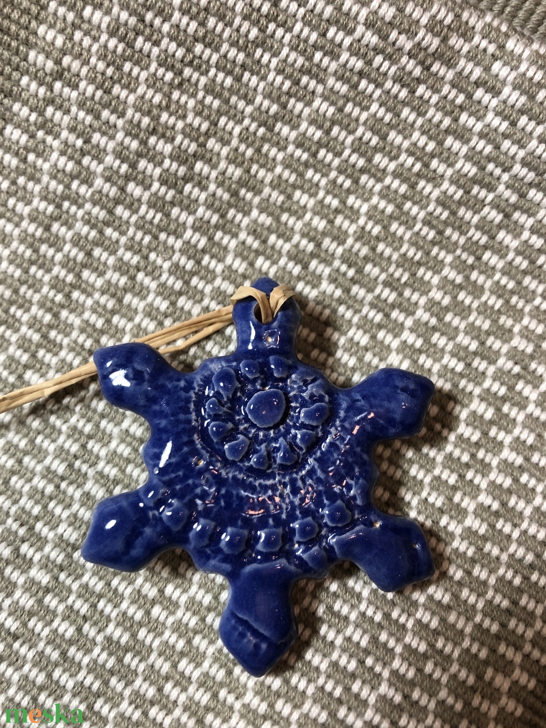 Indigó Kék függődíszek - hópehely - karácsony - karácsonyi lakásdekoráció - karácsonyfadíszek - Meska.hu