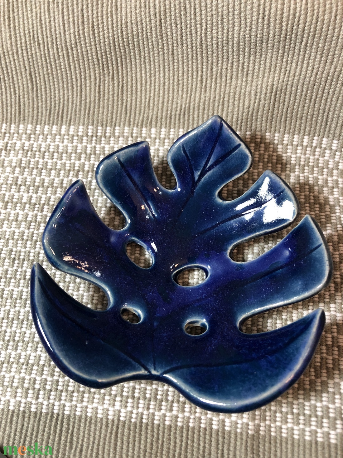 Indigókék kerámia szappantartó  - otthon & életmód - fürdőszoba - szappantartó - Meska.hu