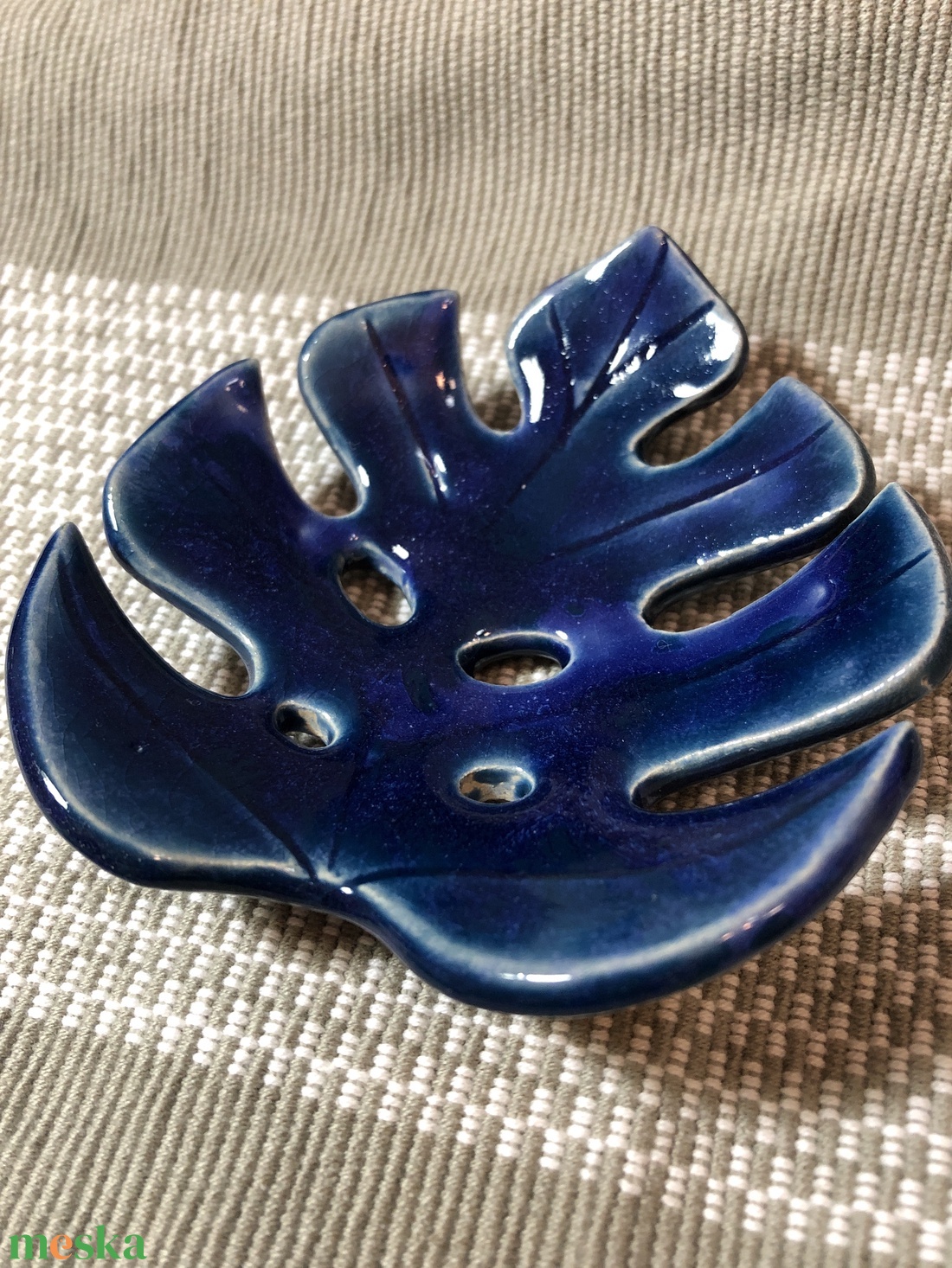 Indigókék kerámia szappantartó  - otthon & életmód - fürdőszoba - szappantartó - Meska.hu