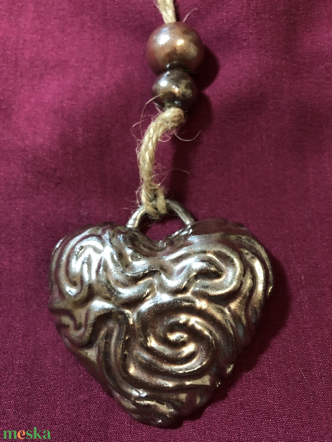 Kerámia szív függő - ezüst  - otthon & életmód - dekoráció - fali és függő dekoráció - függődísz - Meska.hu