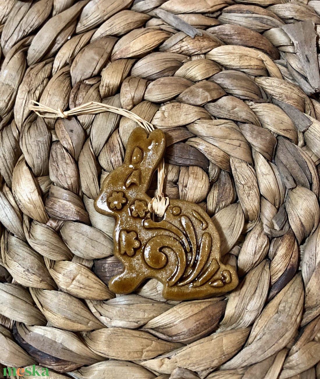 Barna nyuszi függő - otthon & életmód - dekoráció - húsvéti asztaldíszek - Meska.hu