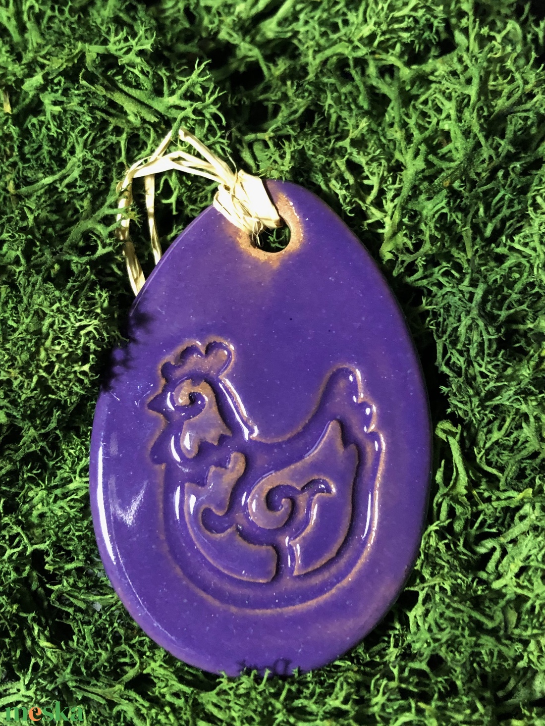 Lila csirkés tojás függő dísz - ünnepi díszek, dekorációk - húsvéti díszek és dekorációk - húsvéti tojásfadíszek - Meska.hu