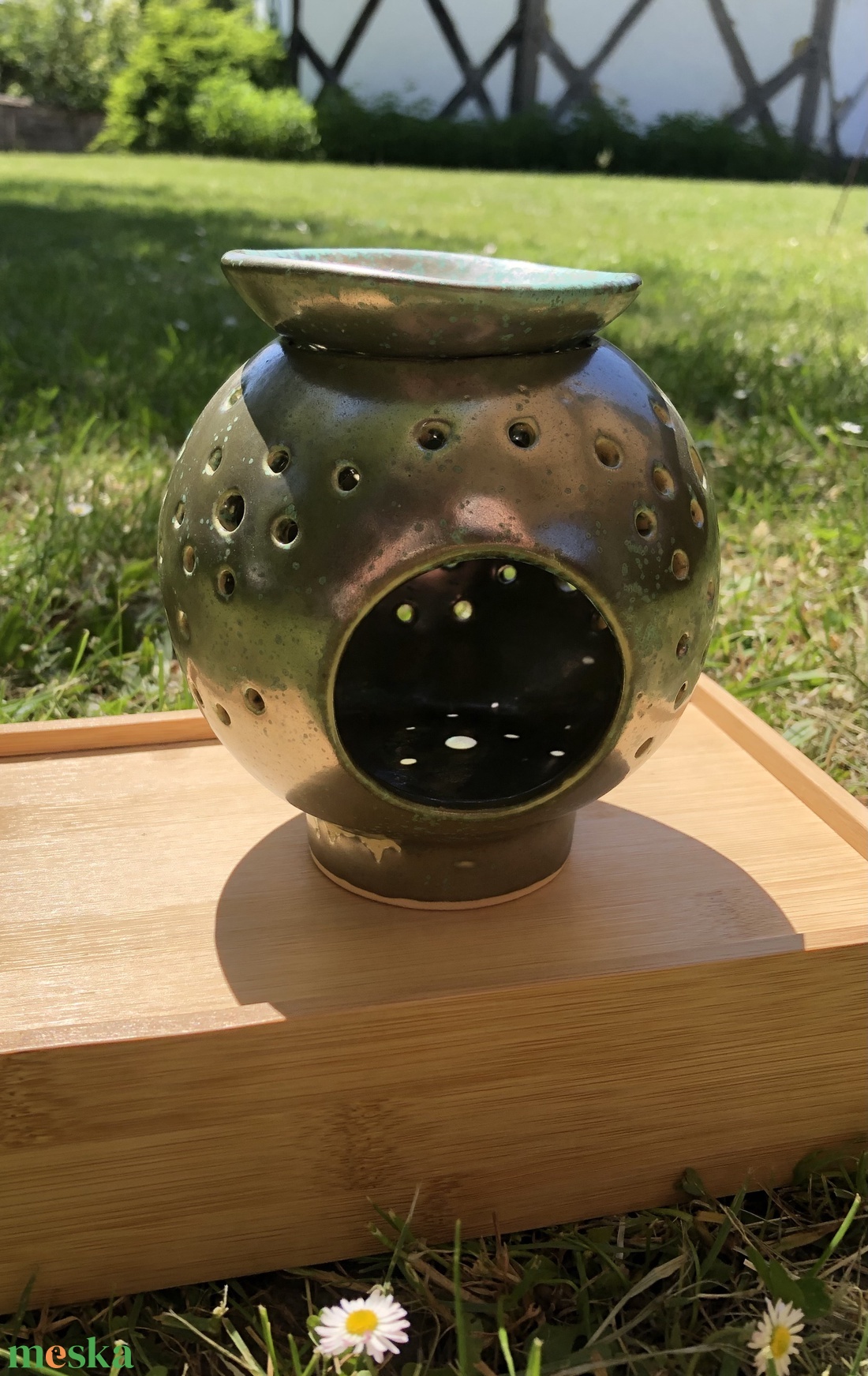 Menta-patina illóolaj-párologtató gömb - otthon & életmód - gyertya, illat, aroma - párologtató - Meska.hu