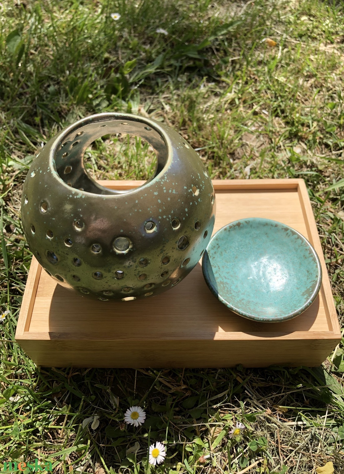 Menta-patina illóolaj-párologtató gömb - otthon & életmód - gyertya, illat, aroma - párologtató - Meska.hu