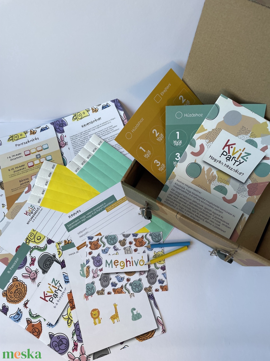 Kvíz Party  Állatok témájú kincskereső játékcsomag 68 éves szülinapi zsúrra, komplett 90 perces program - játék & sport - készségfejlesztő és logikai játék - logikai játékok - Meska.hu