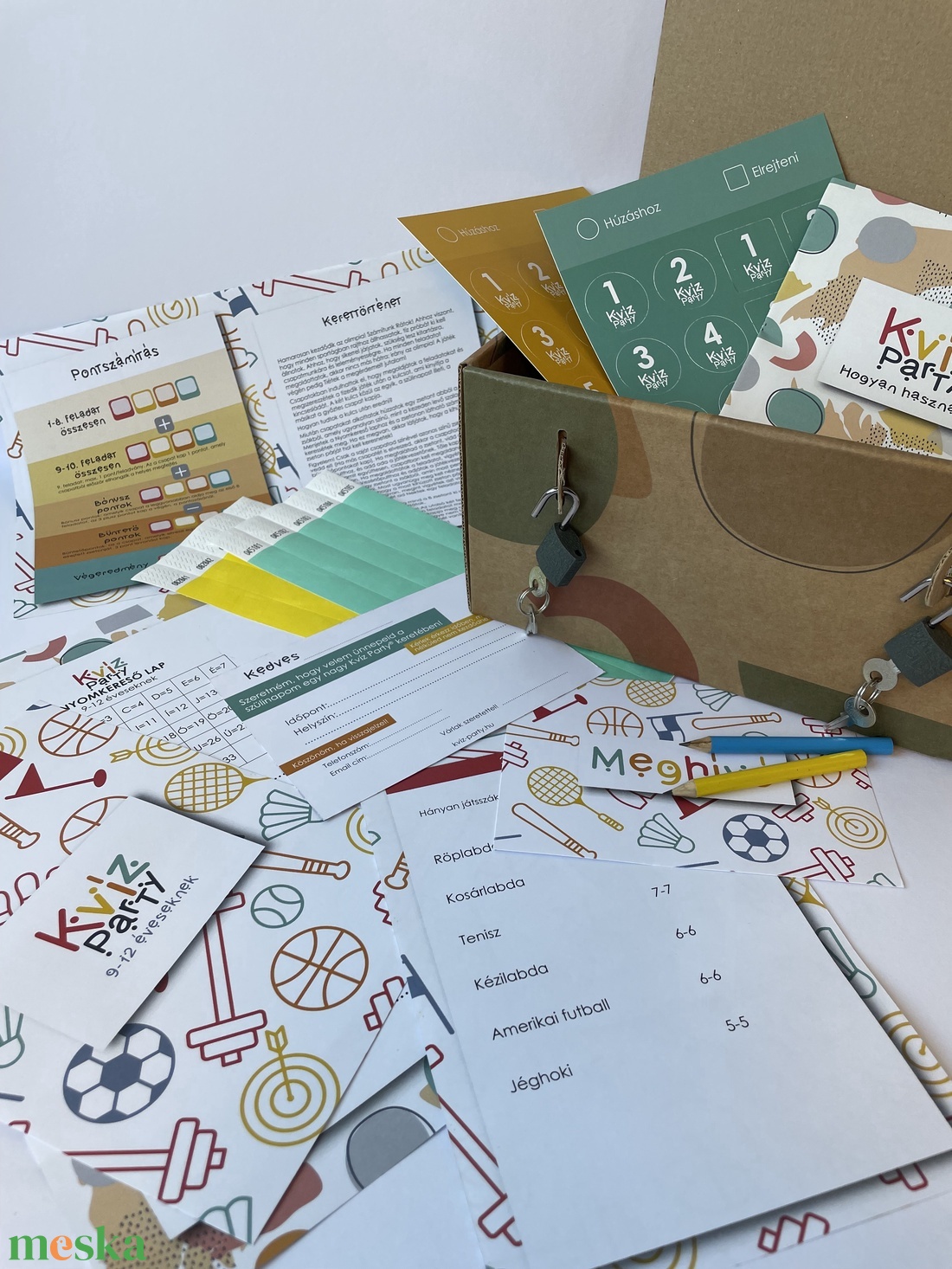 Szülinapi zsúr könnyedén! Kvíz Party sport kincsvadász játékcsomag 9-12 éves gyerekeknek, 90 perc szórakozás 10 főnek - játék & sport - készségfejlesztő és logikai játék - logikai játékok - Meska.hu